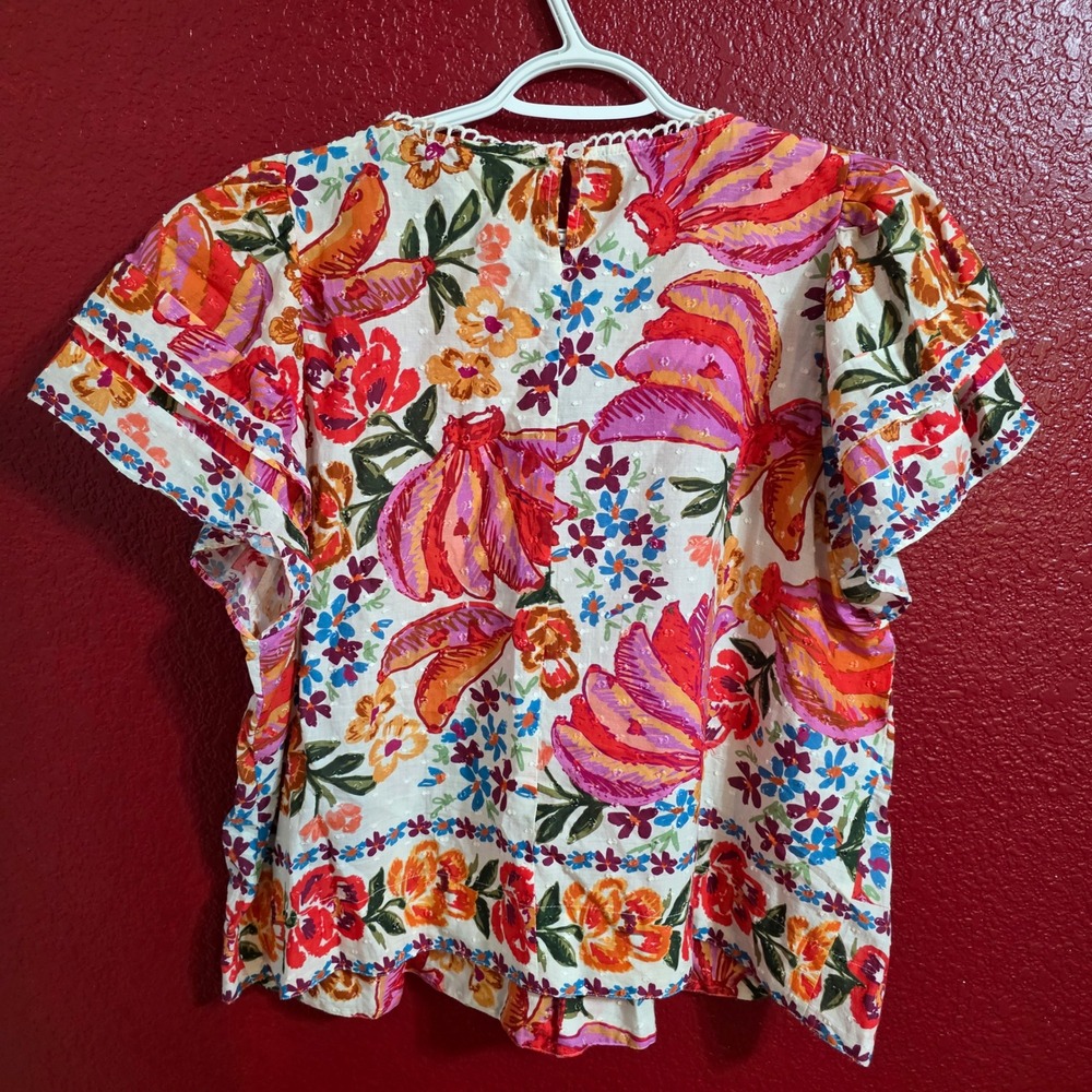 FARM Rio Women L/XL Skirt Set Spring Bananas Floral Pom Pom Smocked Multi - Picture 3 of 12